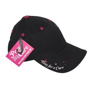 Unisex BREAST CANCER AWARENESS Black Hat Pink Ribbon